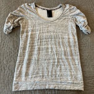 Anthropologie Dolan T-Shirt Heathered Gray Ruched Sleeve Women Top Medium Tunic